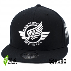 KURO-SHOP BORN TO RIDE 立體繡 平板帽-棒球帽(可客製化)