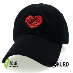 KURO-SHOP 愛心玫瑰 電繡 老帽 棒球帽 布帽(可客製化)