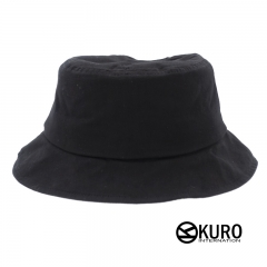 KURO-SHOP 黑色雙層 棉質漁夫帽(可客製化電繡)
