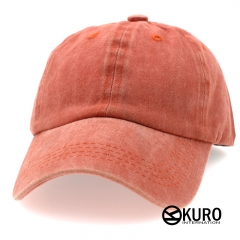 KURO-SHOP 復古水洗 橘色  兒童 少童 老帽棒球帽