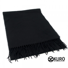 KURO-SHOP 韓進口 黑色 彷羊毛觸感  圍巾(可客製化電繡)