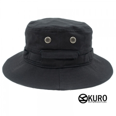 KURO-SHOP 黑色 棉質 奔尼帽 漁夫帽(可客製化電繡)