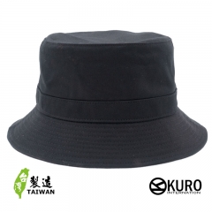 KURO-SHOP 台灣製造 黑色橫條棉質漁夫帽(可客製化電繡)