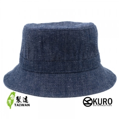 KURO-SHOP 台灣製造 牛仔藍橫條棉質漁夫帽(可客製化電繡)