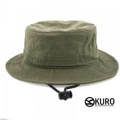 KURO-SHOP 軍綠色水洗棉質漁夫帽(可客製化電繡)
