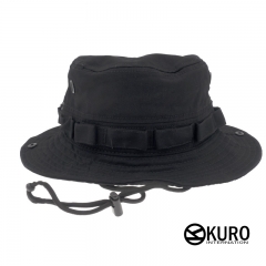 KURO-SHOP 黑色 棉質 可調帽圍 奔尼帽 漁夫帽(可客製化電繡)