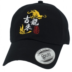 KURO-SHOP 吉龍來(錢都來) 龍圖騰 電繡 老帽 棒球帽 布帽(可客製化)