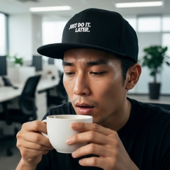 KURO-SHOP Just do it later 平板帽-棒球帽(可客製化)