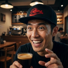 KURO-SHOP  Need Caffeine 立體繡 潮帽  平板帽-棒球帽(可客製化)