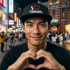 KURO-SHOP  I ♥ TAIWAN立體繡 潮帽  平板帽-棒球帽(可客製化)